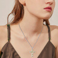 wholesale 925 Sterling Silver Cross Pendant Necklace With Yellow Cubic Zirconia For Women-0-1